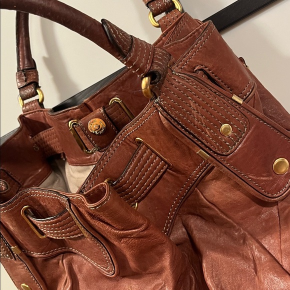 Y2K VINTAGE JUICY COUTURE FREESTYLE LOCK LEATHER LARGE TOTE SATCHEL - Picture 9 of 16